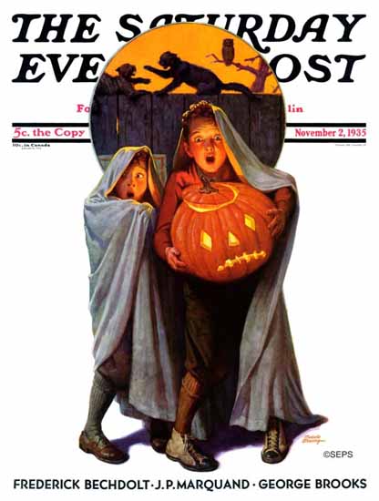 Frederic Stanley Saturday Evening Post Halloween Scare 1935_11_02 | The Saturday Evening Post Graphic Art Covers 1931-1969