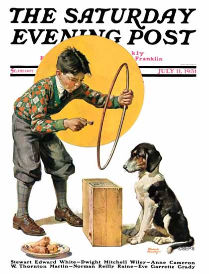 Frederic Stanley Saturday Evening Post Old Dog New Tricks 1931_07_11 | The Saturday Evening Post Graphic Art Covers 1931-1969