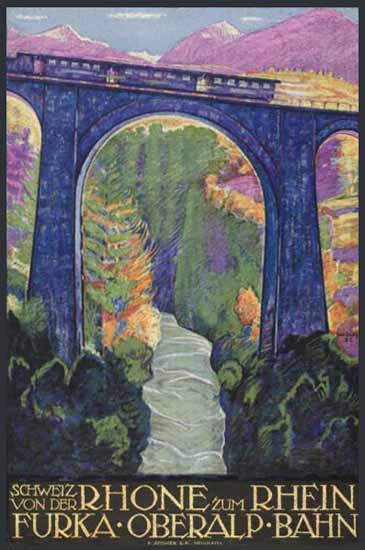 Furka Oberalp Bahn Rhone Zum Rhein Switzerland 1926 | Vintage Travel Posters 1891-1970