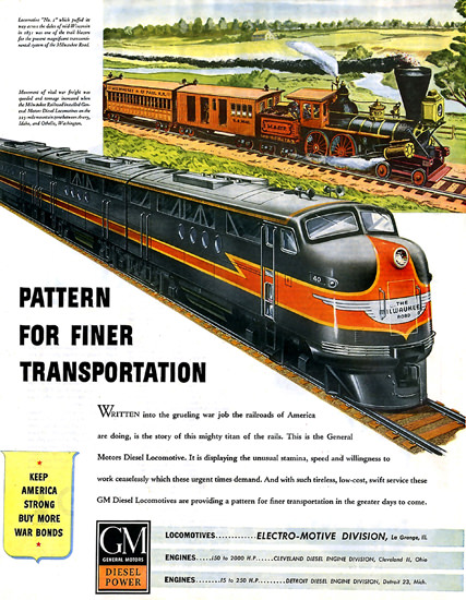 GM General Motors Diesel Power Locomotive | Vintage Ad and Cover Art 1891-1970