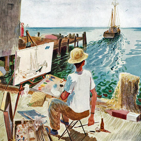 Garrett Price The New Yorker 1947_08_02 Copyright crop | Best of Vintage Cover Art 1900-1970