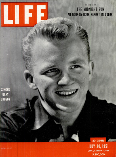 Gary Crosby Singer 30 Jul 1951 Copyright Life Magazine | Life Magazine BW Photo Covers 1936-1970