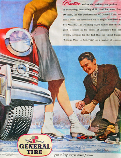 General Tire Practice Makes Friends 1940s | Sex Appeal Vintage Ads and Covers 1891-1970