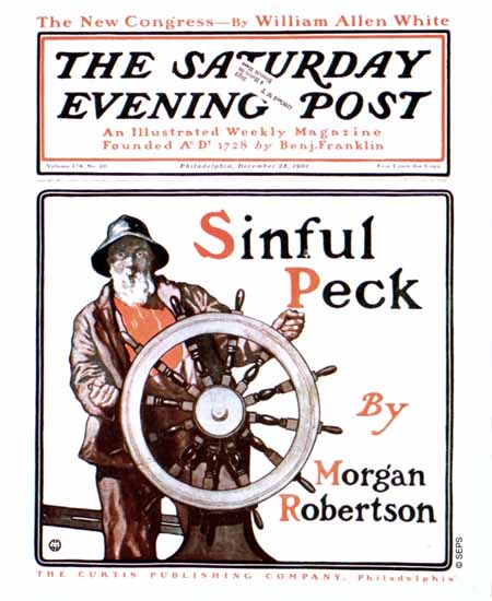 George Gibbs Cover Artist Saturday Evening Post Sinful Peck 1901_12_28 | The Saturday Evening Post Graphic Art Covers 1892-1930