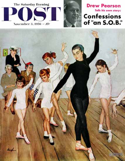 George Hughes Saturday Evening Post Ballet Class 1956_11_03 | The Saturday Evening Post Graphic Art Covers 1931-1969