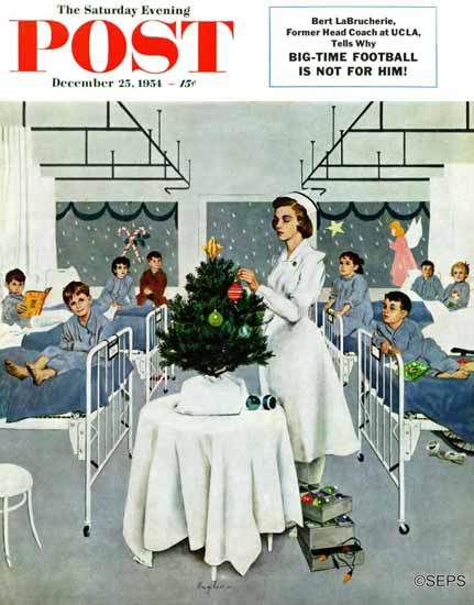 George Hughes Saturday Evening Post Childrens Ward 1954_12_25 | The Saturday Evening Post Graphic Art Covers 1931-1969