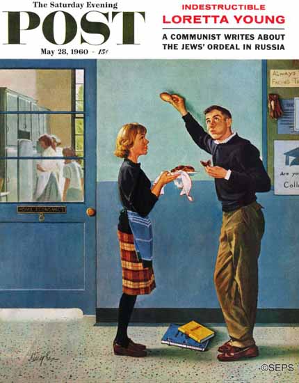 George Hughes Saturday Evening Post Cookie Tester 1960_05_28 | Sat Eve Post 1931-69 George Hughes Saturday Evening Post Cookie Tester 1960_05_28 | The Saturday Evening Post Graphic Art Covers 1931-1969