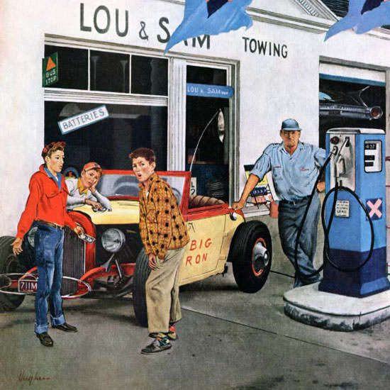 George Hughes Saturday Evening Post Gas 1960_03_26 Copyright crop | Best of Vintage Cover Art 1900-1970