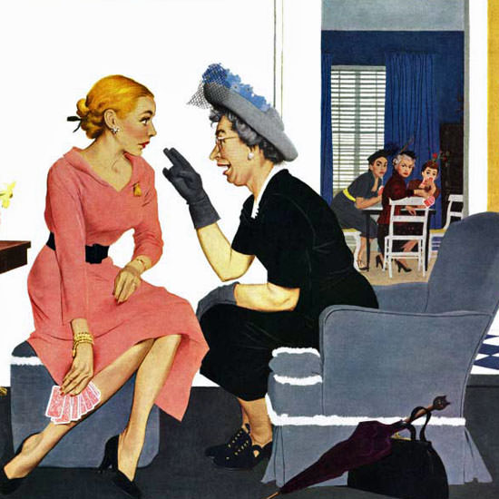 George Hughes Saturday Evening Post Gossip 1951_05_12 Copyright crop | Best of Vintage Cover Art 1900-1970