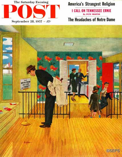 George Hughes Saturday Evening Post Model Home 1957_09_28 | The Saturday Evening Post Graphic Art Covers 1931-1969