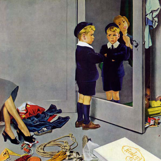 George Hughes Saturday Evening Post Suit 1950_02_25 Copyright crop | Best of 1950s Ad and Cover Art