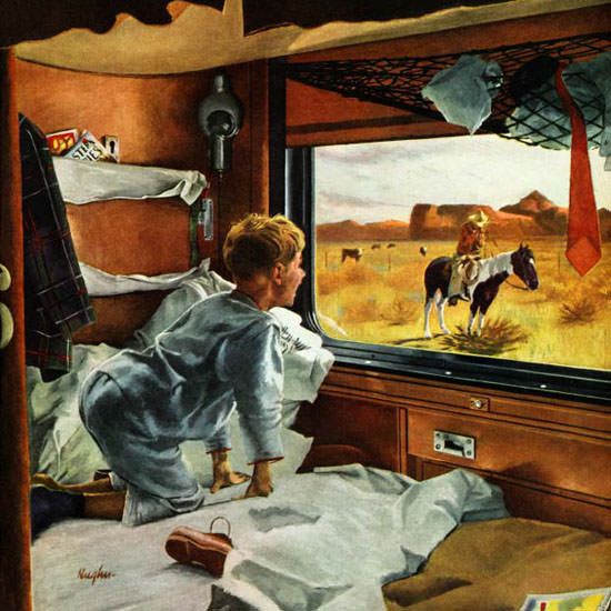 George Hughes Saturday Evening Post Train 1954_07_24 Copyright crop | Best of 1950s Ad and Cover Art