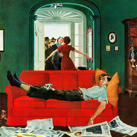 George Hughes Saturday Evening Post Visitors 1954_02_06 Copyright crop | Best of 1950s Ad and Cover Art