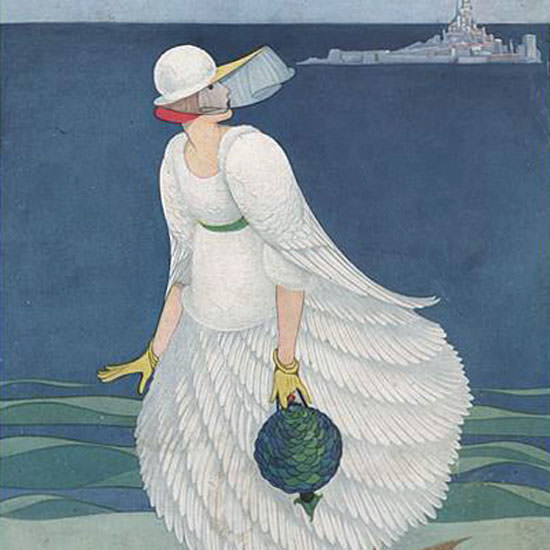 George Wolfe Plank Vogue Cover 1916-08-01 Copyright crop | Best of Vintage Cover Art 1900-1970