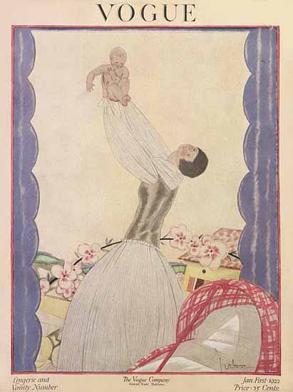 Georges Lepape Vogue Cover 1922-01-01 Copyright | Vogue Magazine Graphic Art Covers 1902-1958