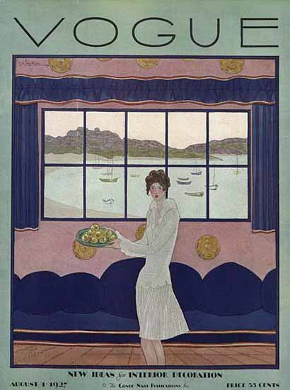 Georges Lepape Vogue Cover 1927-08-01 Copyright | Vogue Magazine Graphic Art Covers 1902-1958