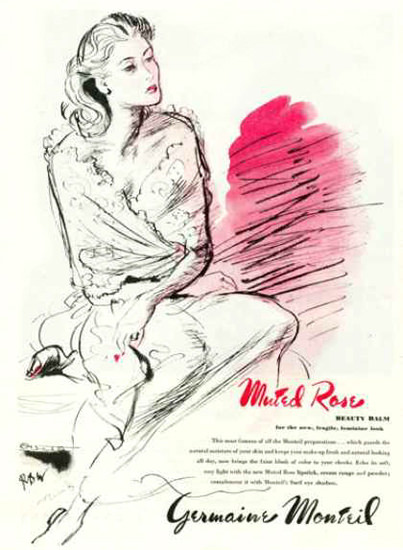 Germaine Monteil Muted Rose Beauty Balm 1945 Rene Bouet-Willaumez | Sex Appeal Vintage Ads and Covers 1891-1970