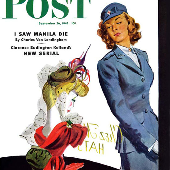 Gilbert Bundy Saturday Evening Post WAC Hat 1942_09_26 Copyright crop | Best of 1940s Ad and Cover Art