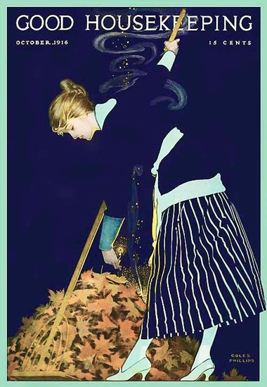 Good Housekeeping Cover Copyright 1916 Autumn Leaves Coles Phillips | Sex Appeal Vintage Ads and Covers 1891-1970