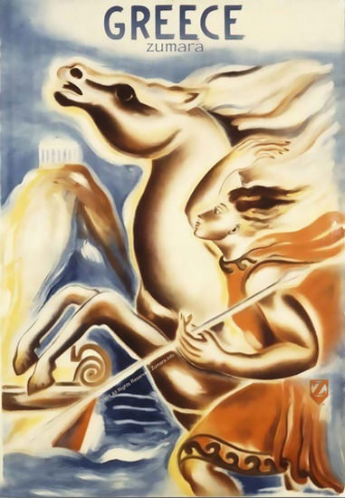 Greece Acropolis Horse Girl | Vintage Travel Posters 1891-1970