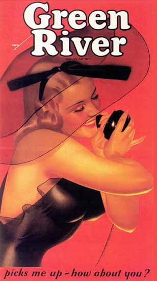 Green River Soda Picks Me Up Pin Up Girl 1937 | Sex Appeal Vintage Ads and Covers 1891-1970