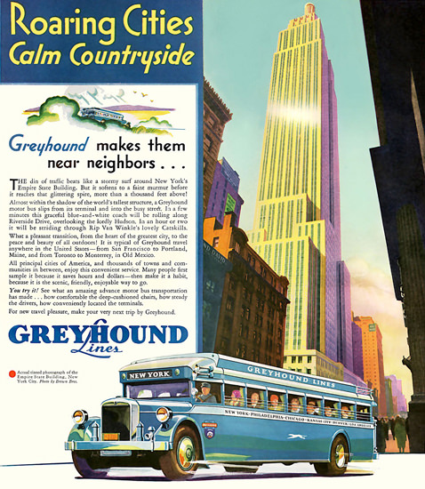 Greyhound Roaring Cities Calm Countryside 1931 | Vintage Travel Posters 1891-1970