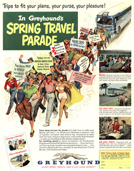 Greyhound Spring Travel Parade 1951 | Sex Appeal Vintage Ads and Covers 1891-1970