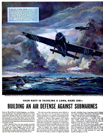 Grumman Navy Air Defense Submarines 1952 | Vintage War Propaganda Posters 1891-1970