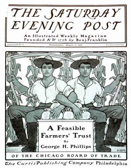 Guernsey Moore Saturday Evening Post Feasible Farmers Trust 1901_08_03 | The Saturday Evening Post Graphic Art Covers 1892-1930