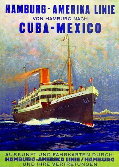 Hamburg-Amerika Hamburg Cuba Mexico 1899 | Vintage Travel Posters 1891-1970