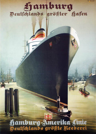 Hamburg-Amerika Linie Groesste Reederei 1930 | Vintage Travel Posters 1891-1970