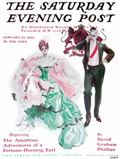 Harrison Fisher Artist Saturday Evening Post 1903_01_10 | The Saturday Evening Post Graphic Art Covers 1892-1930