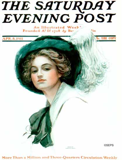 Harrison Fisher Artist Saturday Evening Post 1911_04_08 | The Saturday Evening Post Graphic Art Covers 1892-1930