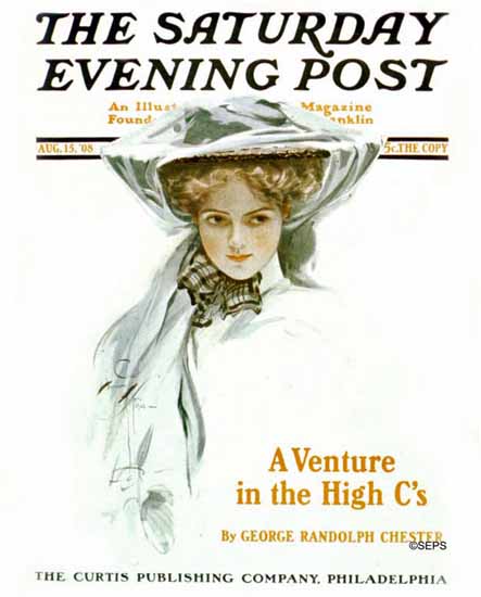 Harrison Fisher Cover Artist Saturday Evening Post 1908_08_15 | The Saturday Evening Post Graphic Art Covers 1892-1930