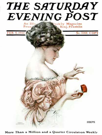 Harrison Fisher Cover Artist Saturday Evening Post 1910_02_05 | The Saturday Evening Post Graphic Art Covers 1892-1930