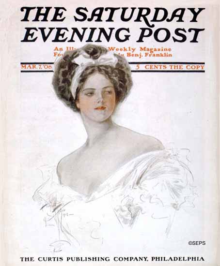 Harrison Fisher Saturday Evening Post 1908_03_07 | Sat Eve Post -1930 Harrison Fisher Saturday Evening Post 1908_03_07 | The Saturday Evening Post Graphic Art Covers 1892-1930