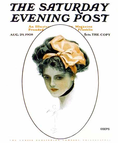 Harrison Fisher Saturday Evening Post 1908_08_29 | The Saturday Evening Post Graphic Art Covers 1892-1930