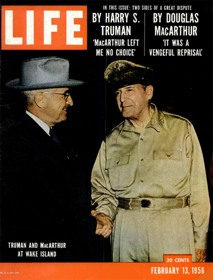 Harry S Truman Douglas MacArthur 13 Feb 1956 Copyright Life Magazine | Life Magazine Color Photo Covers 1937-1970