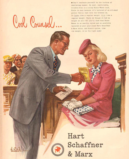 Hart Schaffner Marx Cool Counsel 1941 | Sex Appeal Vintage Ads and Covers 1891-1970