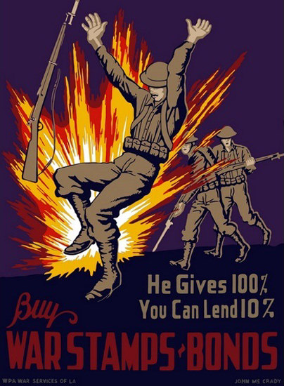 He Gives 100 You Can Lend 10 Buy War Stamps | Mad Men Art | Vintage Ad ...