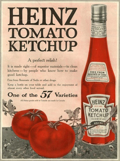 Heinz Tomato Ketchup 57 Varieties Perfect Relish | Vintage Ad and Cover Art 1891-1970
