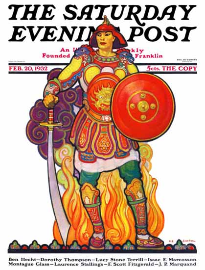 Henry J Soulen Saturday Evening Post Samurai Warrior 1932_02_20 | The Saturday Evening Post Graphic Art Covers 1931-1969