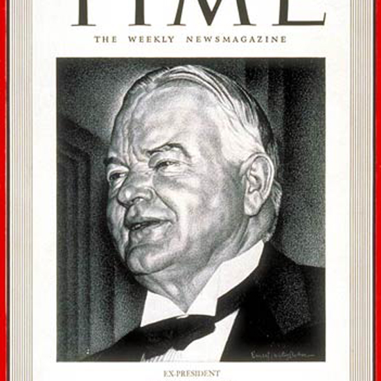 Herbert Hoover Time Magazine 1939-12 by Ernest Hamlin Baker crop | Best of 1930s Ad and Cover Art