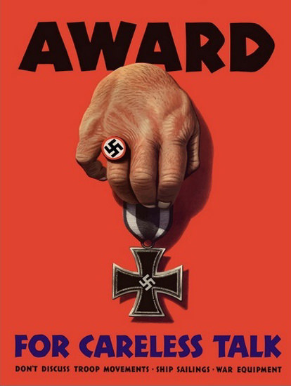 Hitler Swastika Award For Carless Talk | Vintage War Propaganda Posters 1891-1970