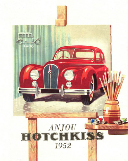 Hotchkiss Anjou 1952 Painting | Vintage Cars 1891-1970
