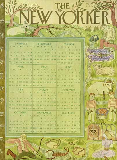 Ilonka Karasz The New Yorker 1949_01_01 Copyright | The New Yorker Graphic Art Covers 1946-1970