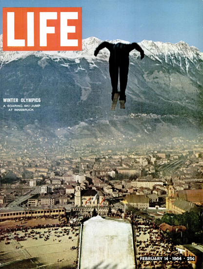 Innsbruck Winter Olympics Ski Jump 14 Feb 1964 Copyright Life Magazine | LIFE Photo color Innsbruck Winter Olympics Ski Jump 14 Feb 1964 Copyright Life Magazine | Life Magazine Color Photo Covers 1937-1970