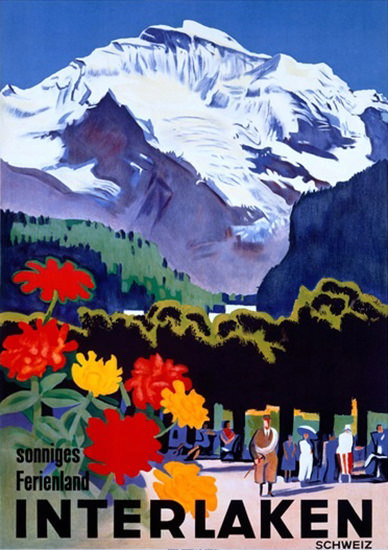 Interlaken Schweiz Moench Swiss Alps | Vintage Travel Posters 1891-1970