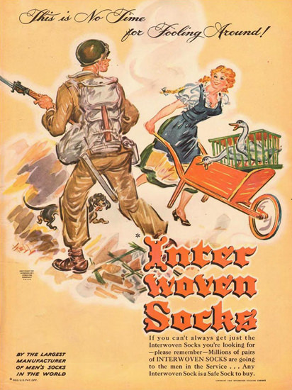 Interwoven Socks No Time Fooling Around 1945 | Vintage War Propaganda Posters 1891-1970