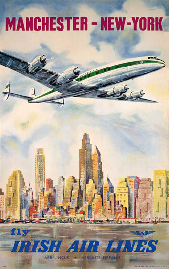 Irish Air Lines New York Super Constellation 1958 | Vintage Travel Posters 1891-1970